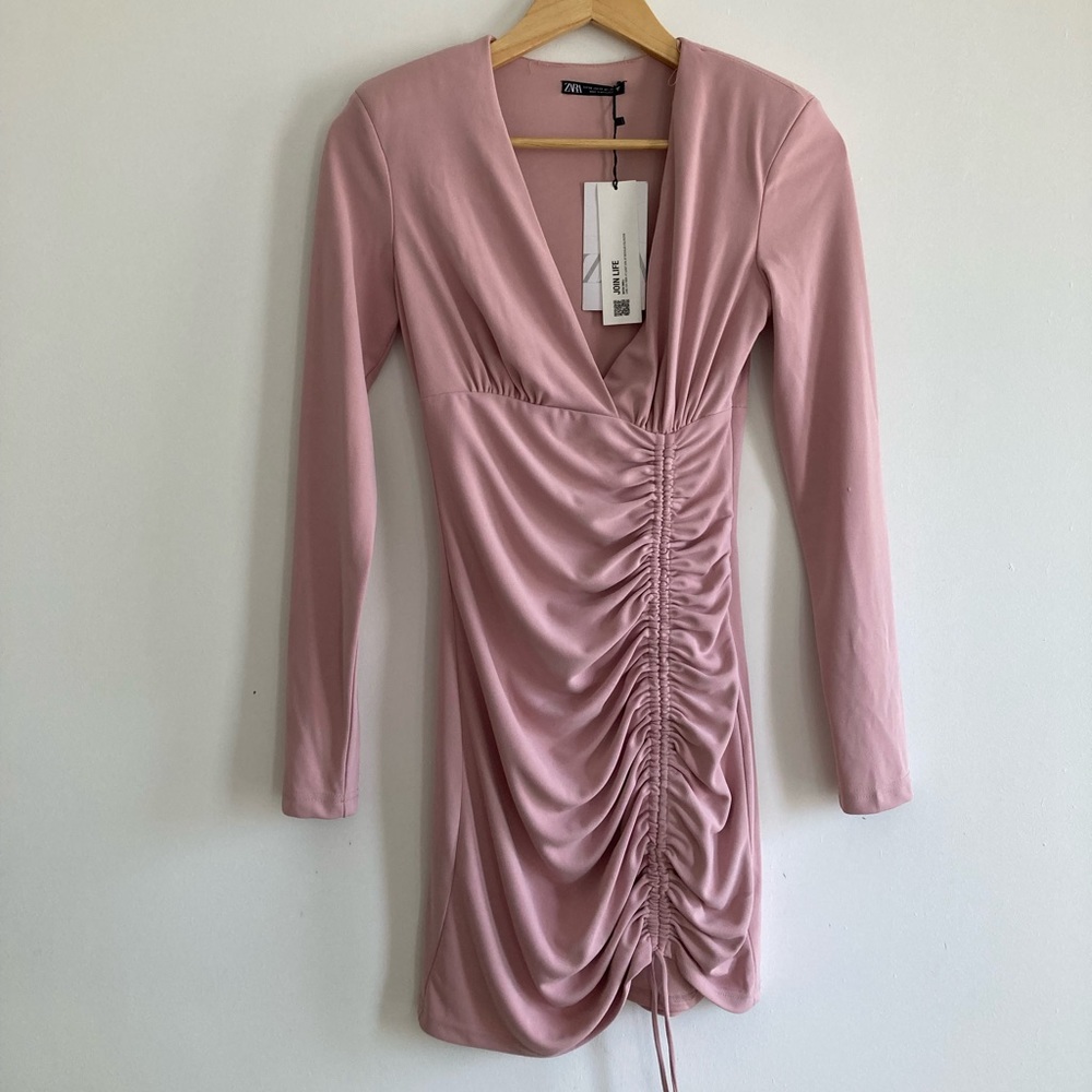 ZARA Draped Dress Pale Pink - Picture 6 of 6